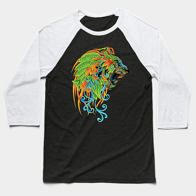 Lion Ornate Baseball T-Shirt by Tuye Project